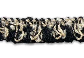 5/8" Black Coffee & Cream Fringed Trim (Made in USA)