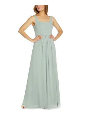 ADRIANNA PAPELL Womens Stretch Slitted Sleeveless Square Neck Full-Length Evening Gown Dress