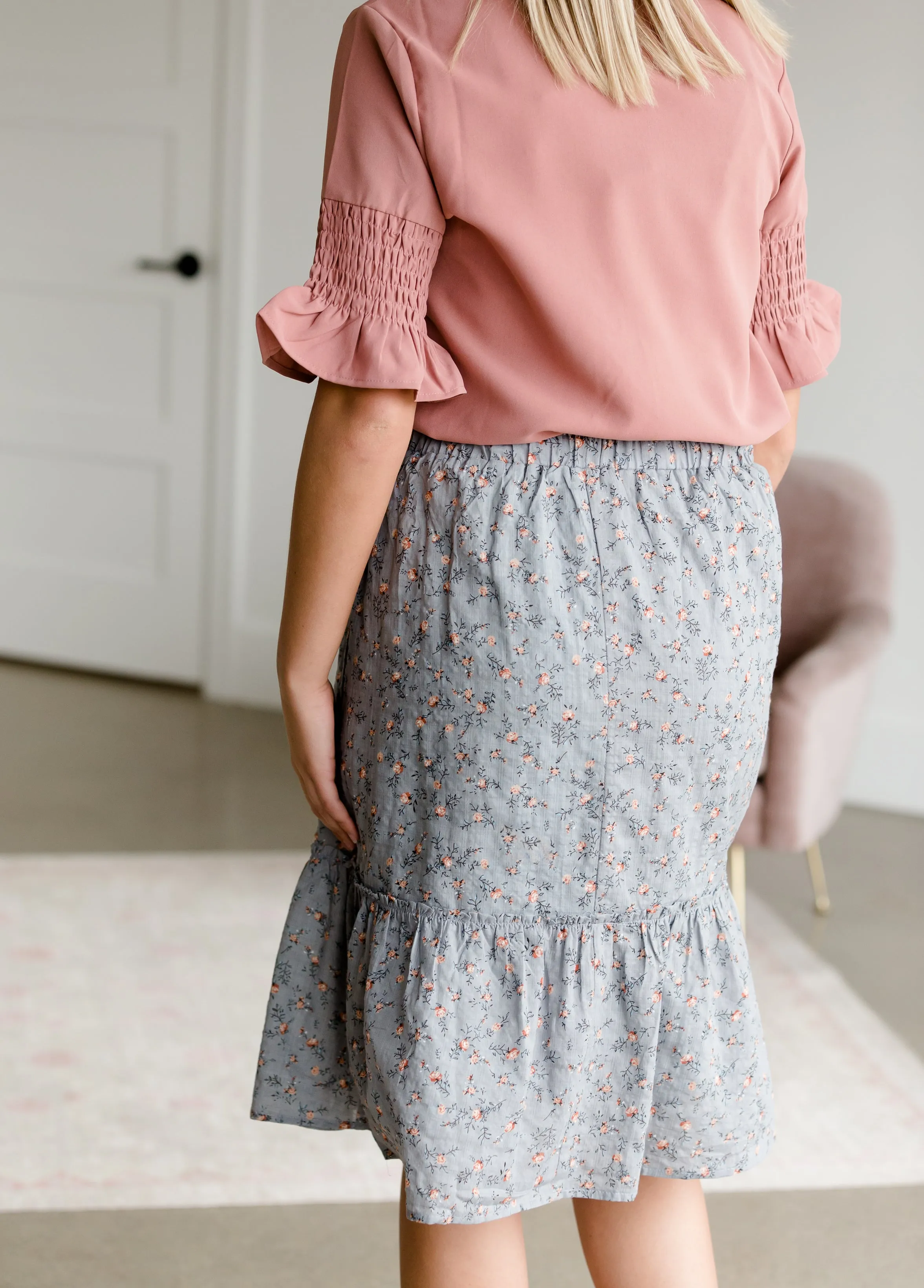 Antique Floral Flowy Midi Skirt - FINAL SALE