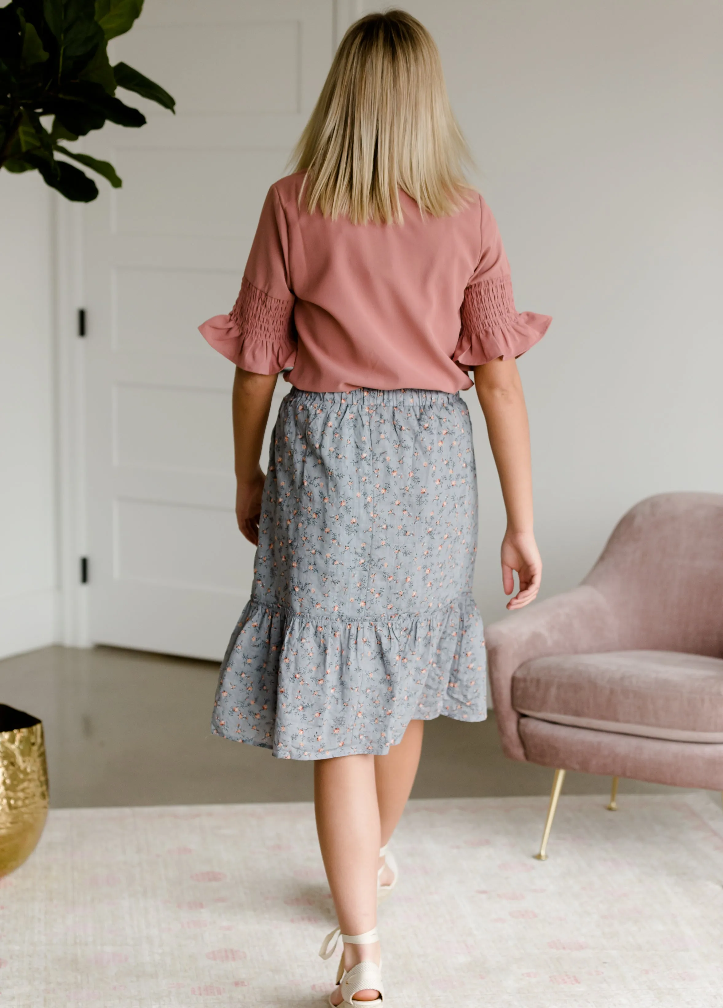 Antique Floral Flowy Midi Skirt - FINAL SALE