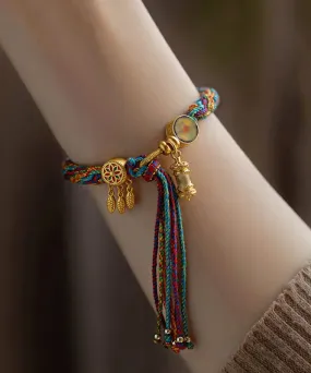 Beautiful Rainbow Alloy Floral Tassel Chain Bracelet ML0251