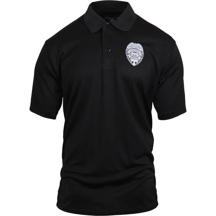 Black - Moisture Wicking Polo Security Shirt With Badge