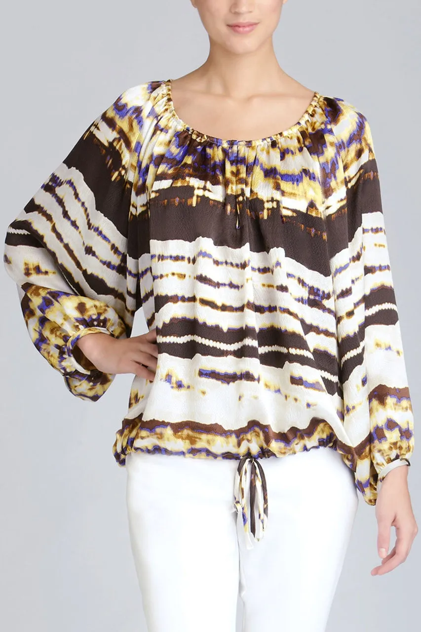 Boracay Sunrise Printed Peasant Top