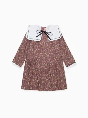 Burgundy Floral Laura Girl Drop Waist Dress