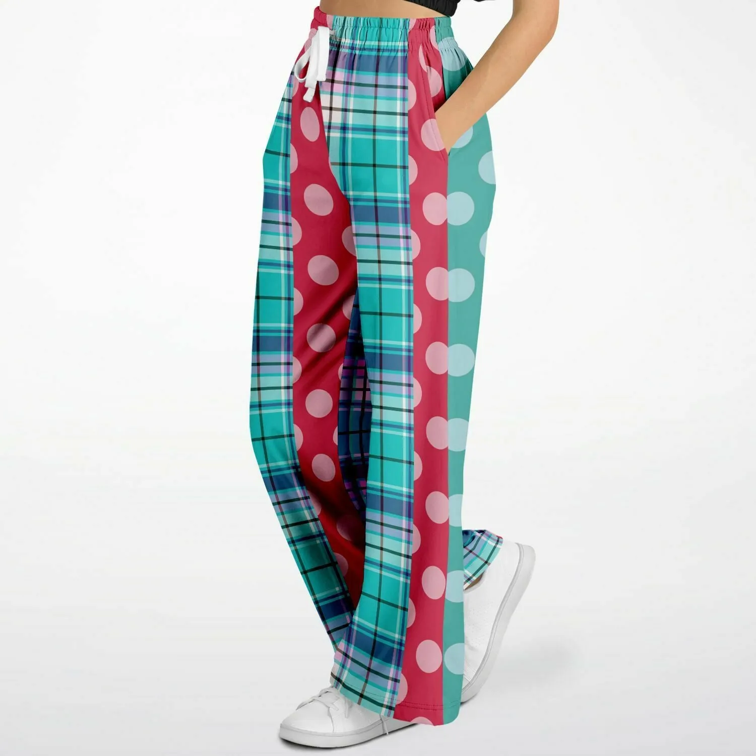 Cerulean Plaid Polka Eco-Poly Stretchy Phat Bellbottoms