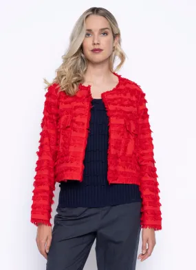 Collarless Fringed Jacket