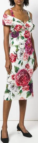 Floral Print Cold Shoulder Dress