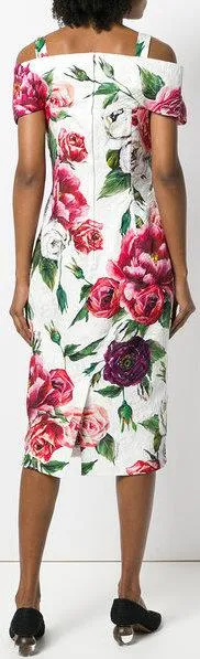 Floral Print Cold Shoulder Dress