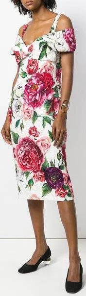 Floral Print Cold Shoulder Dress