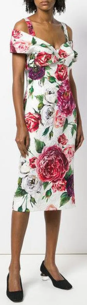 Floral Print Cold Shoulder Dress