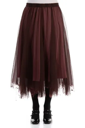 Flowy Merlot Silk Chiffon Skirt