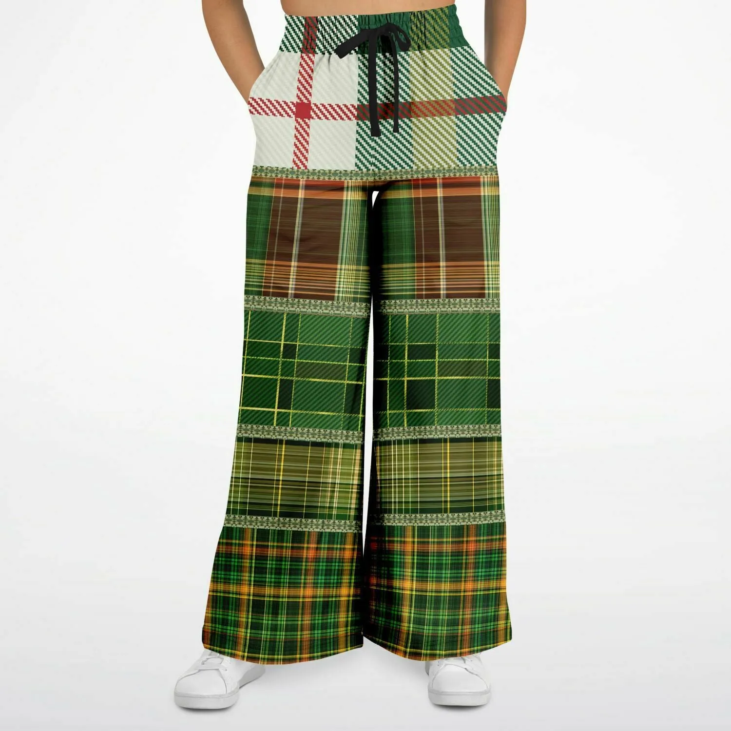 Green Nantucket Plaid Eco-Poly Stretchy Phat Bellbottoms