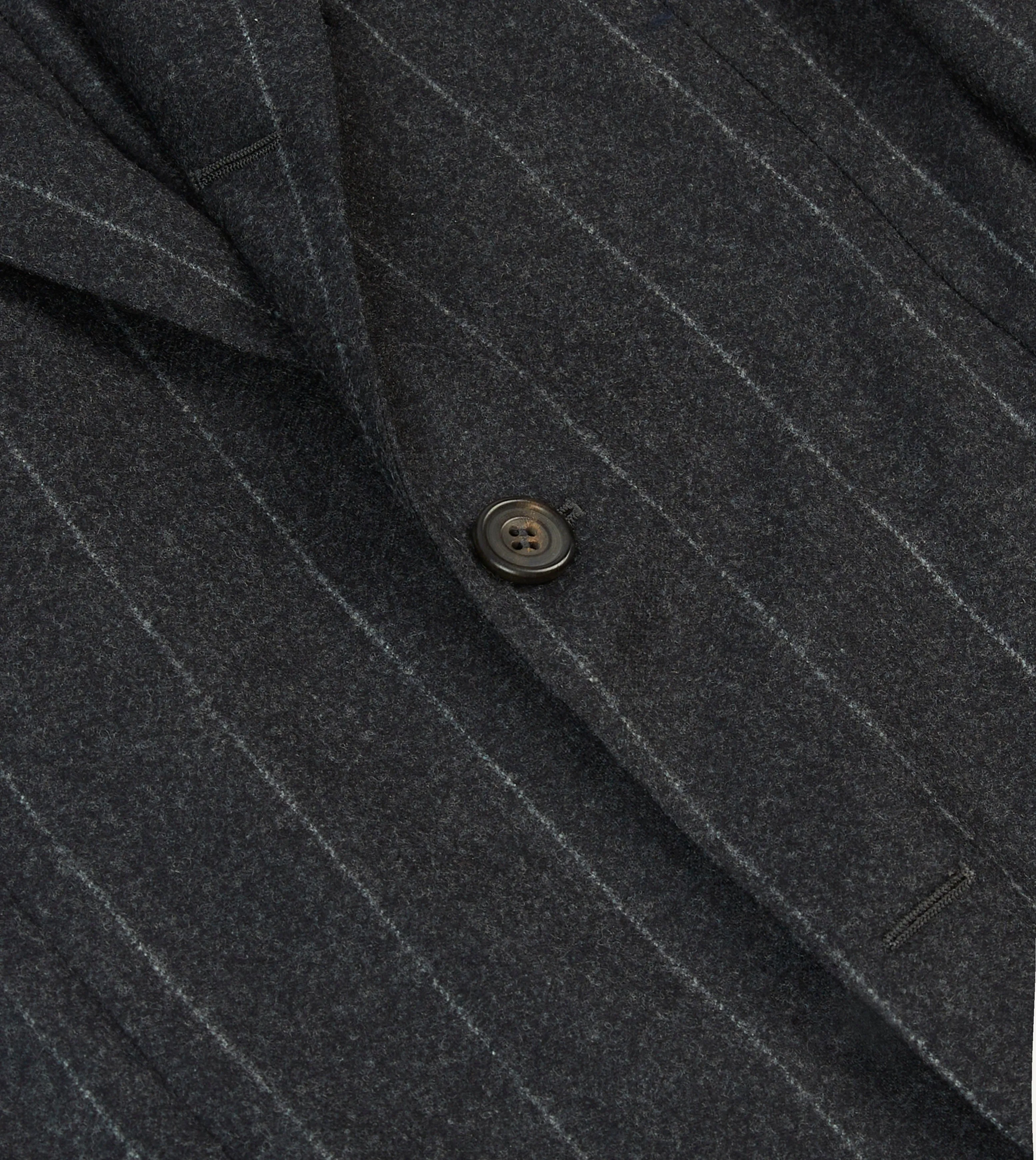 Grey Chalkstripe Wool Flannel Tailored Jacket