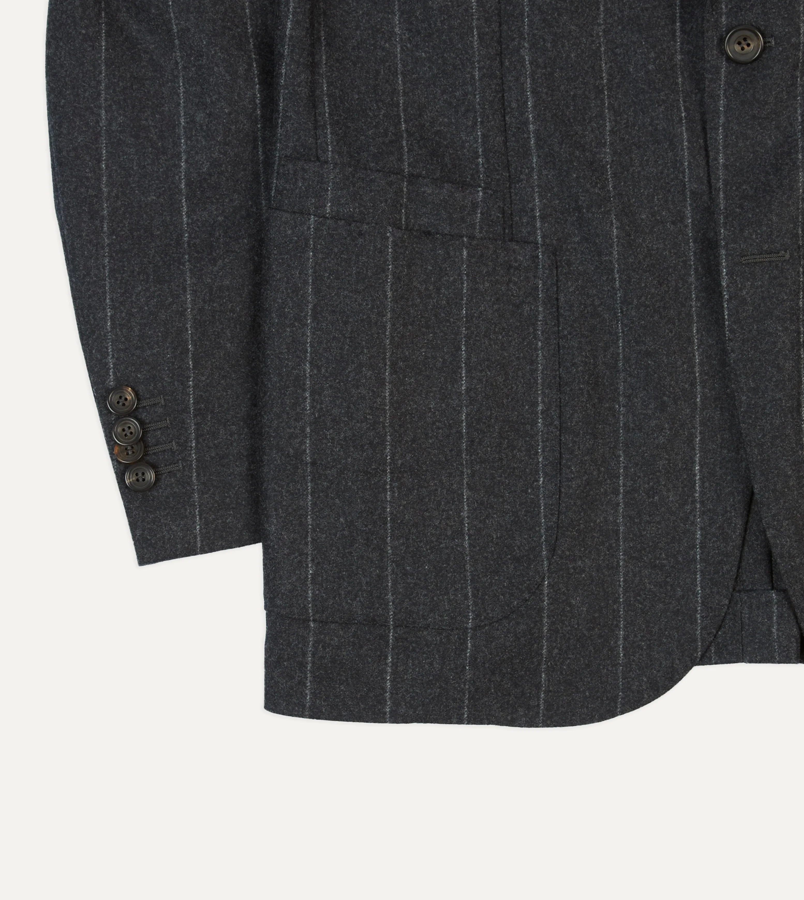 Grey Chalkstripe Wool Flannel Tailored Jacket