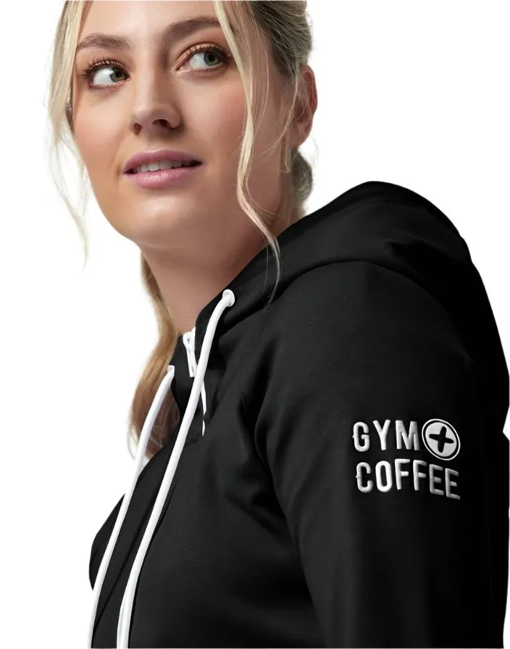 Gym Coffee Womens Hoodie Chill Zip Black