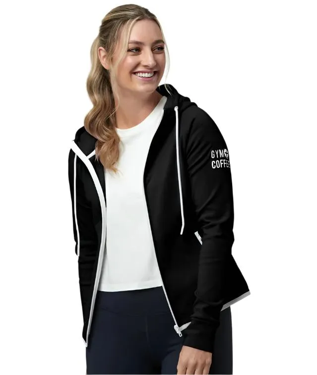 Gym Coffee Womens Hoodie Chill Zip Black