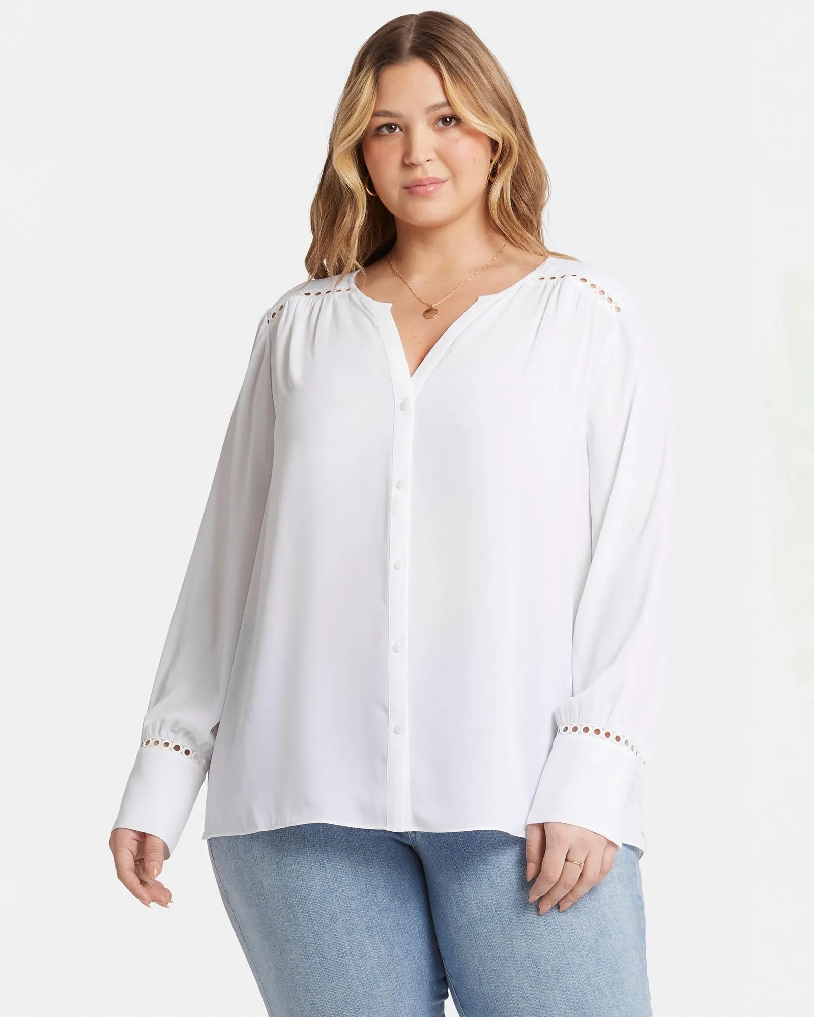 Liliana Lace Peasant Blouse | Optic White