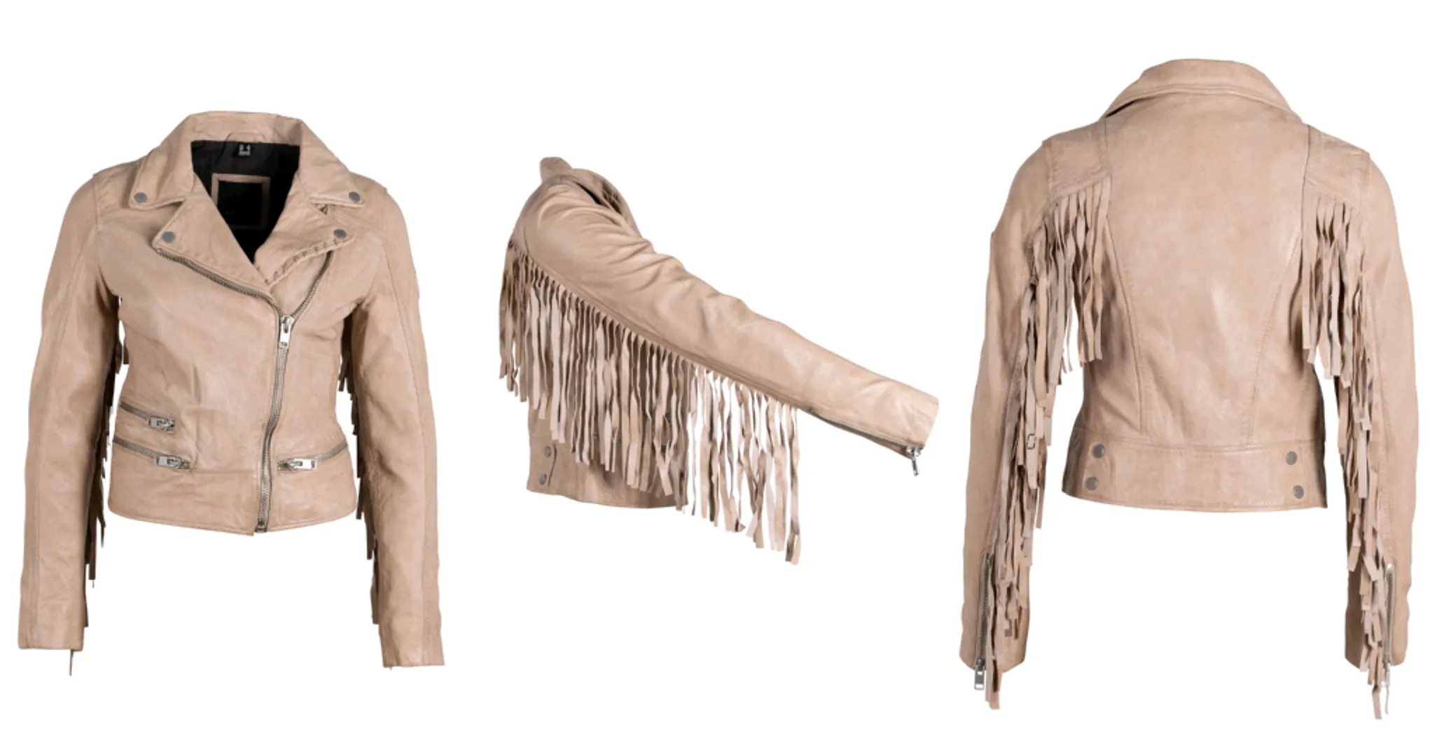 MAURITIUS ZOE RF FRINGED LEATHER MOTO JACKET