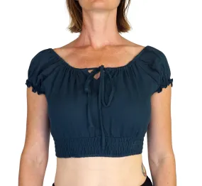 'Peasant Crop Top' - Emerald Green