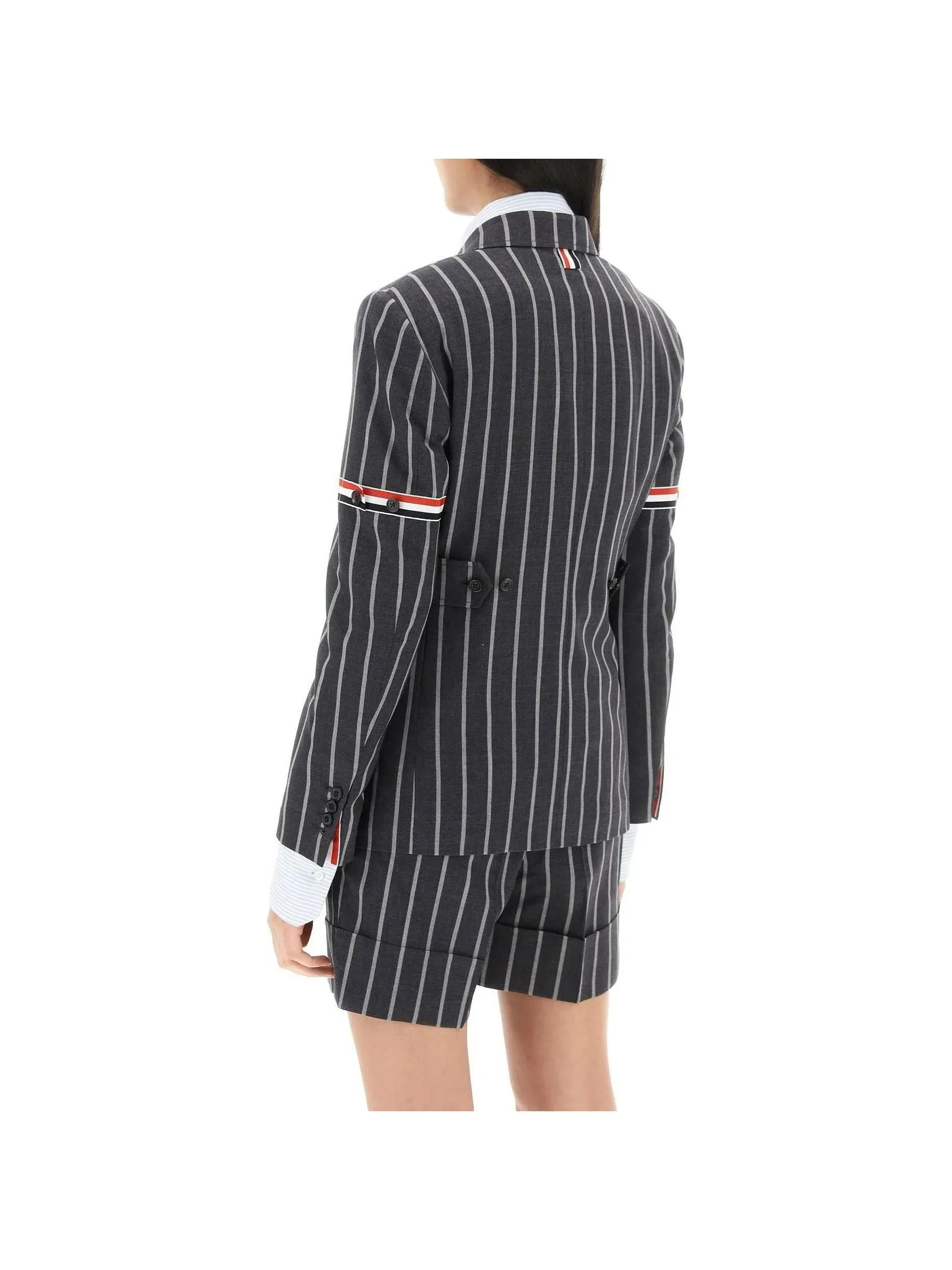 Pinstriped Wool Blazer