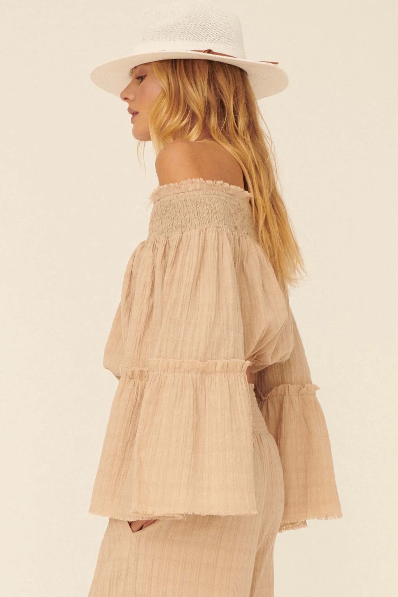 Place in Time Ruffled Off-Shoulder Crop Top