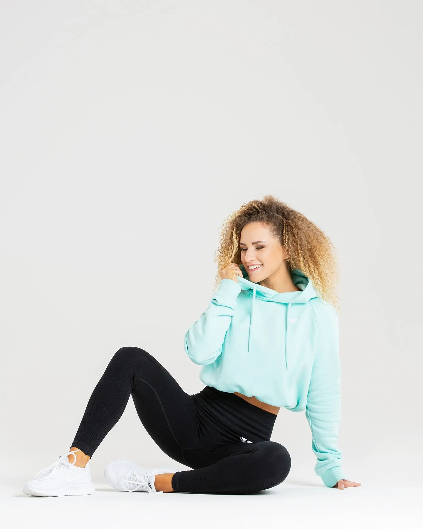 Power Cropped Hoodie | Bleached Aqua