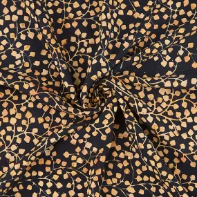 Rayon Batik Prints - Tuxedo Brass Gardenista Vine Rayon Batik Fabric