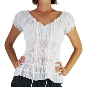 'SS Peasant Blouse' , Chemise - White