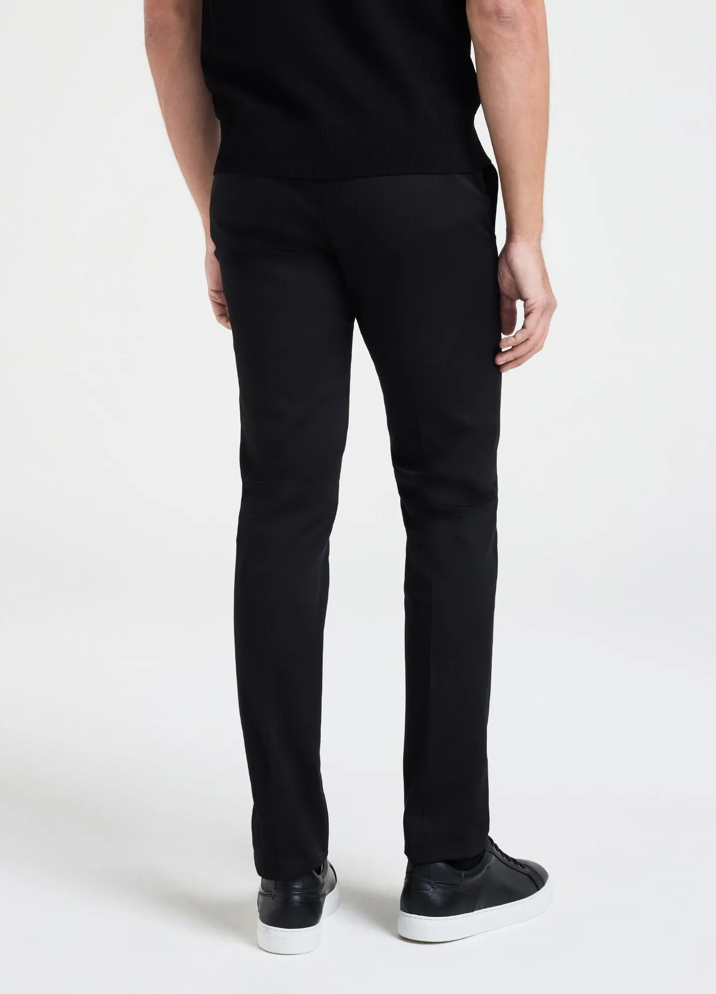 Twill Stretch Cotton Slim-Fit Tailored Pant Black