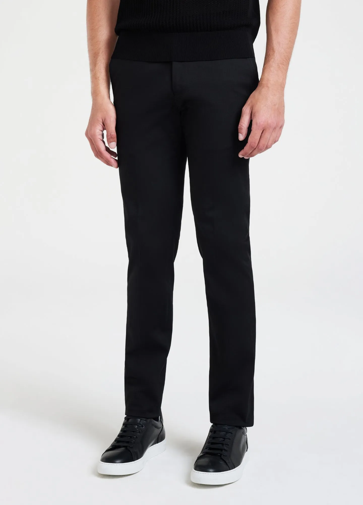 Twill Stretch Cotton Slim-Fit Tailored Pant Black