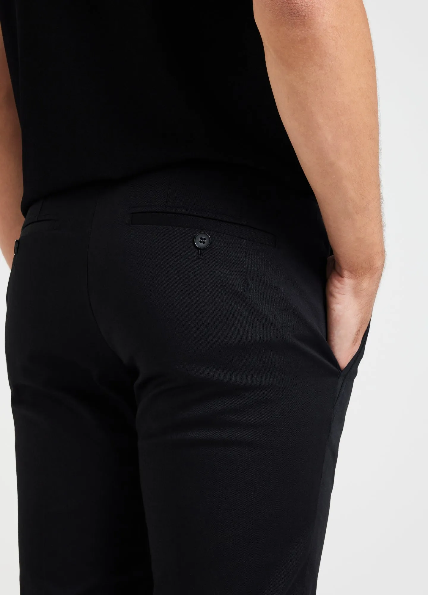 Twill Stretch Cotton Slim-Fit Tailored Pant Black