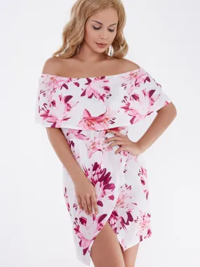 Wholesale Floral Print Tiered Slit Hem Dresses