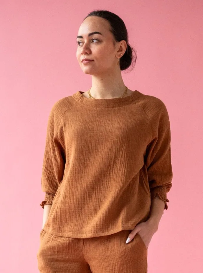 Zoe Peasant Blouse Toffee